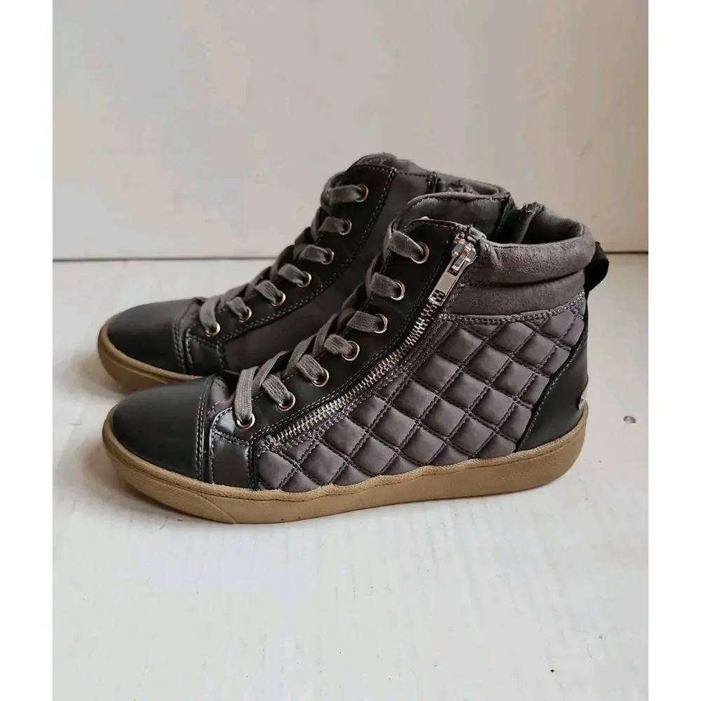 Juicy Couture Women's Size 8 Vareen Grey Quilted High-Top Sneakers Side Zip Y2K